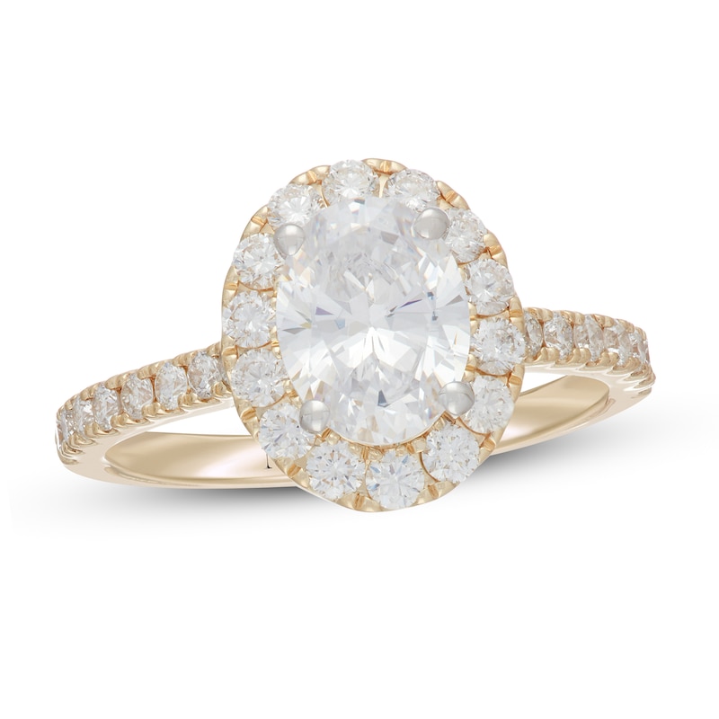 Neil Lane Diamond Engagement Ring 2-1/8 ct tw Oval/Round Yellow Gold Plated