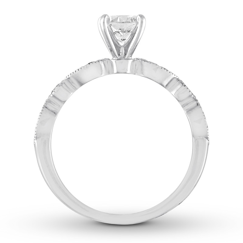 Diamond Engagement Ring 7/8 ct tw Round-cut White Gold Plated