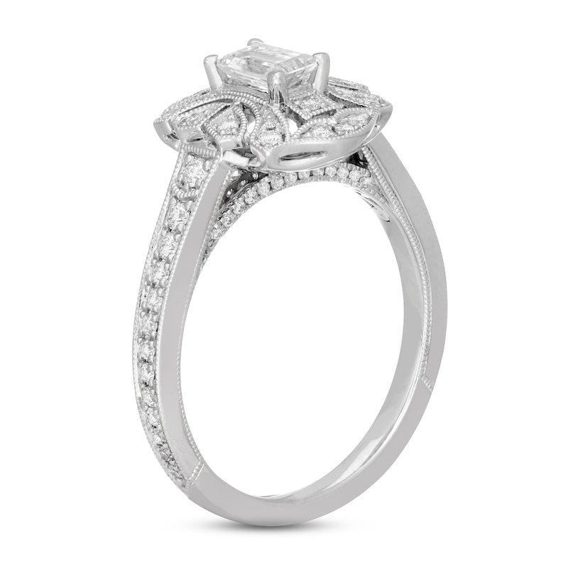 Neil Lane Emerald-cut Diamond Engagement Ring 5/8 ct tw White Gold Plated