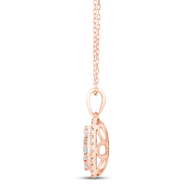 Diamond Cushion Necklace 1 ct tw Round-cut Rose Gold Plated 18"