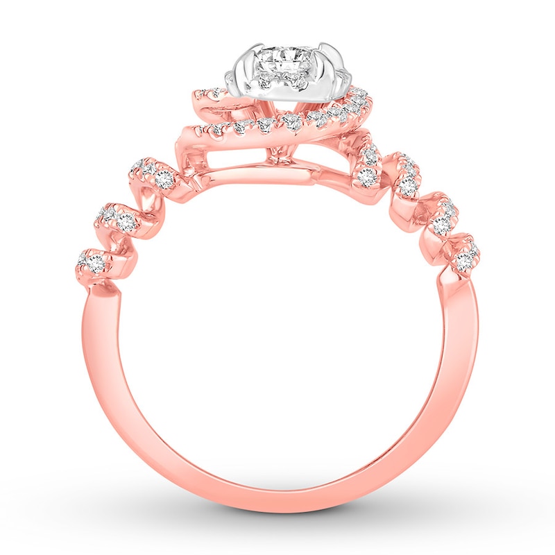 Diamond Engagement Ring 5/8 ct tw Round-cut Rose Gold Plated