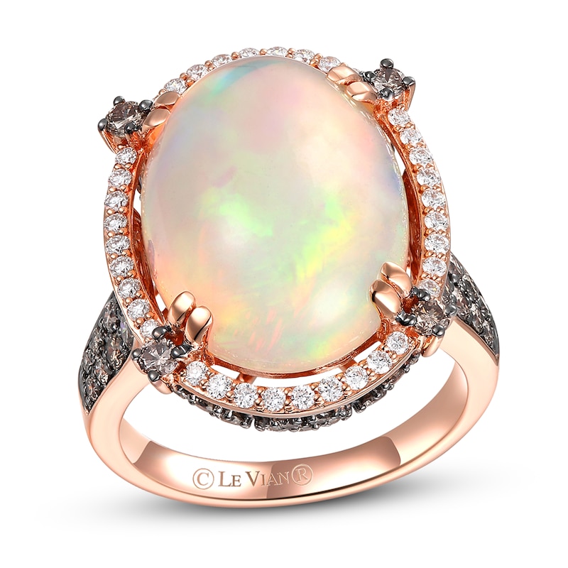 Le Vian Couture Opal Ring 1-1/2 ct tw Diamonds Strawberry Gold Plated - Size 7