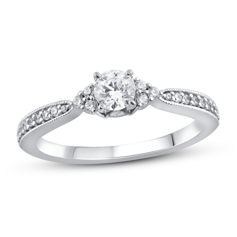 Diamond Engagement Ring 1/2 ct tw Round-cut White Gold Plated