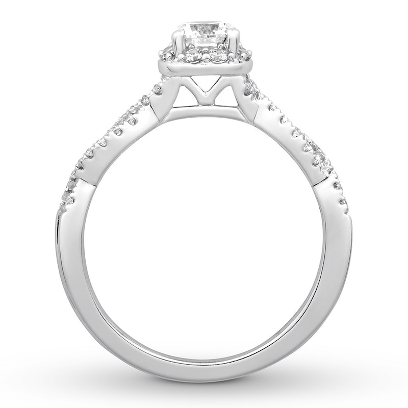 Diamond Engagement Ring 5/8 Carat tw Round White Gold Plated