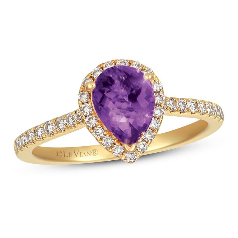 Le Vian Amethyst & Diamond Ring 1/3 ct tw Honey Gold Plated