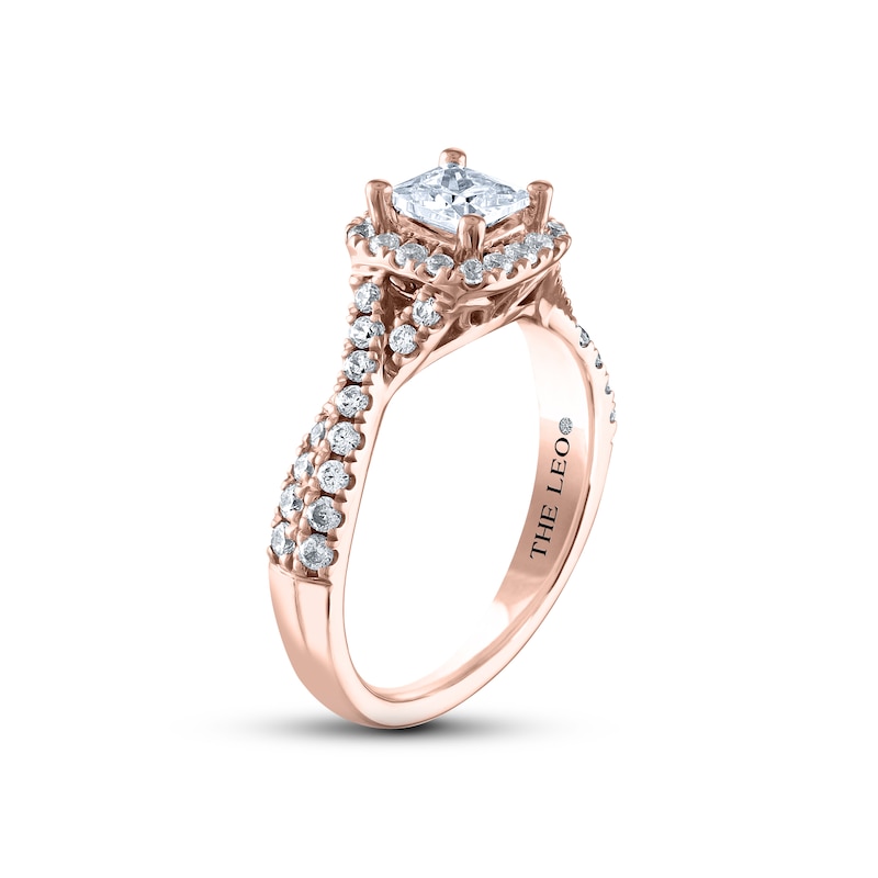 THE LEO Diamond Engagement Ring 7/8 ct tw Princess & Round-cut Rose Gold Plated