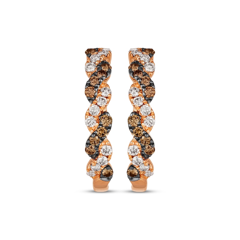 Le Vian Chocolate Twist Diamond Hoop Earrings 3/4 ct tw Strawberry Gold Plated
