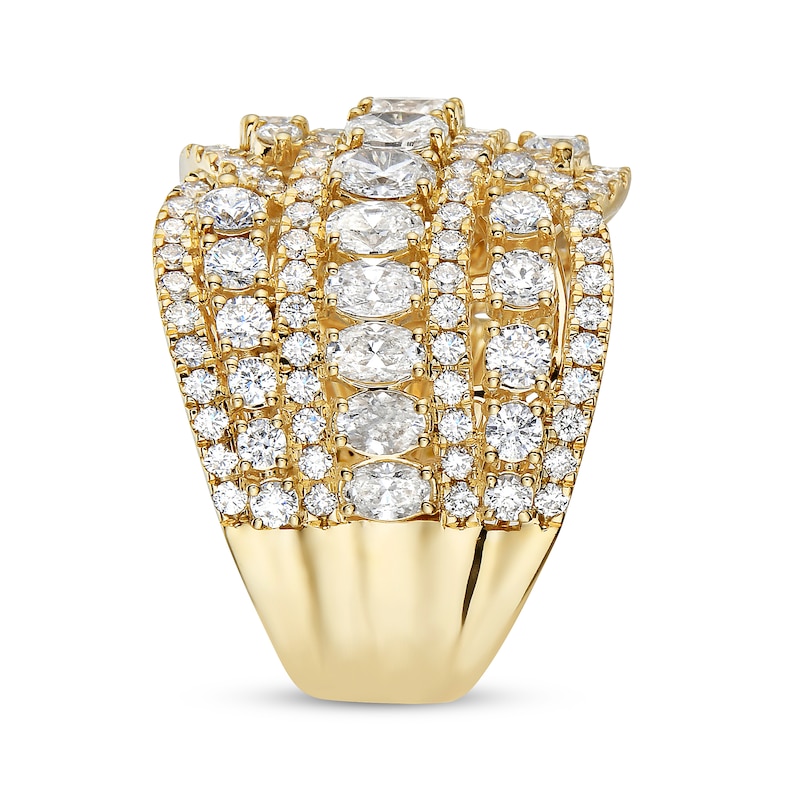 Oval & Round-Cut Multi-Diamond Statement Ring 3 ct tw Yellow Gold Plated