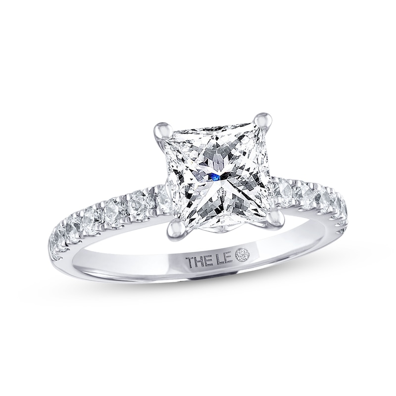 THE LEO Diamond Engagement Ring 2-3/8 ct tw Princess & Round White Gold Plated