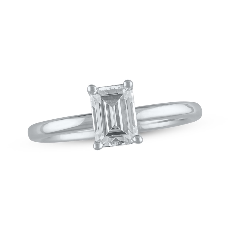 Lab-Created Diamonds by Emerald-Cut Solitaire Engagement Ring 1 ct tw White Gold Plated