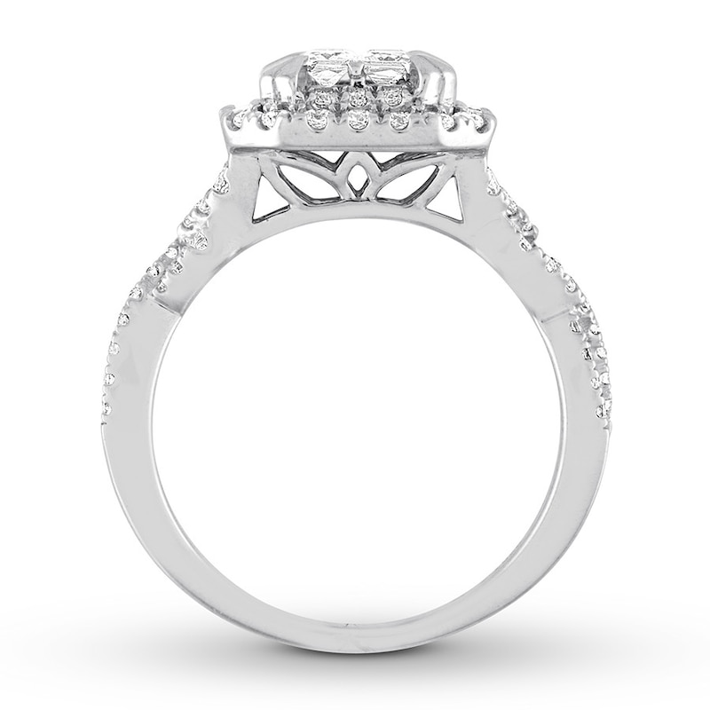 Diamond Engagement Ring 1 ct tw Princess & Round White Gold Plated