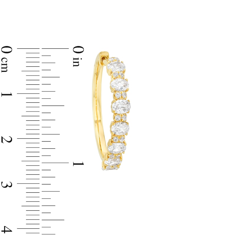 Diamond Hoop Earrings 2-3/8 ct tw Oval & Round-cut Yellow Gold Plated