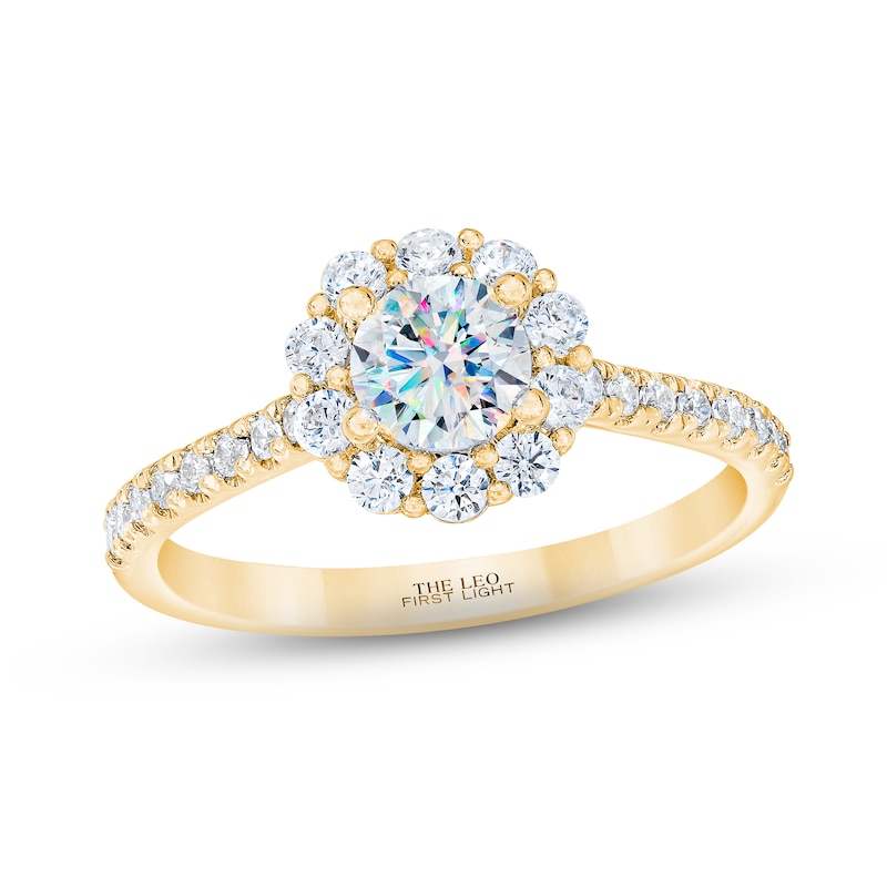 THE LEO First Light Diamond Engagement Ring 1 ct tw Yellow Gold Plated