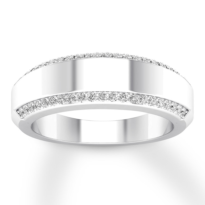 Men's Diamond Wedding Band 1/3 ct tw Round-cut White Gold Plated