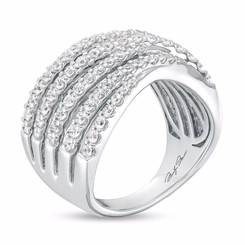 Marilyn Monroe™ Collection 1-1/2 CT. T.W. Diamond Wave Multi-Row Ring in 10K White Gold