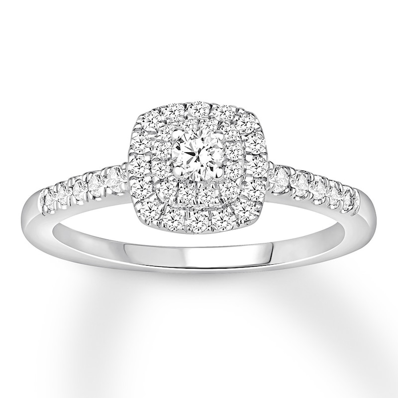 Diamond Engagement Ring 3/8 carat tw Round-cut White Gold Plated