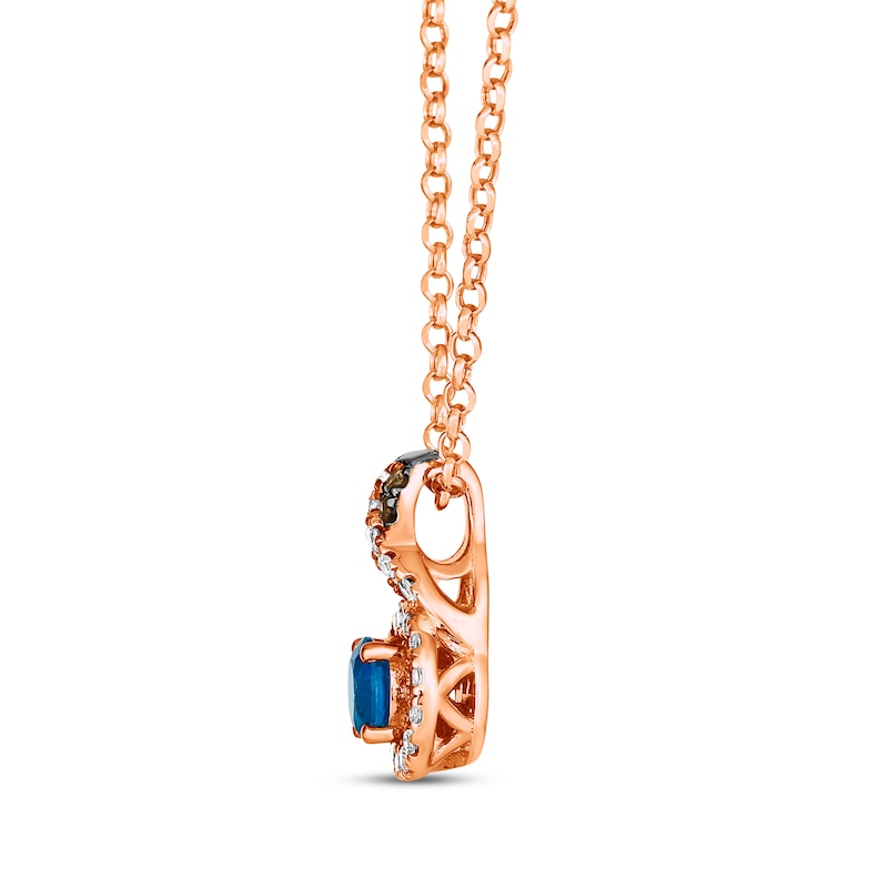 Le Vian Chocolate Twist Round-Cut Sapphire Necklace 1/6 ct tw Diamonds Strawberry Gold Plated 19”