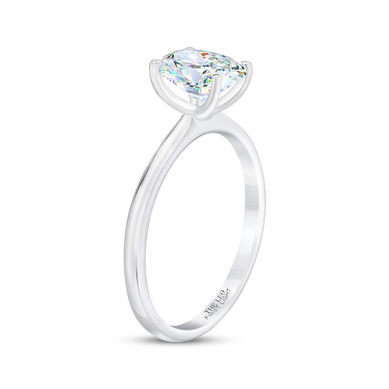 THE LEO First Light Diamond Oval-Cut Solitaire Engagement Ring 1-1/2 ct tw White Gold Plated