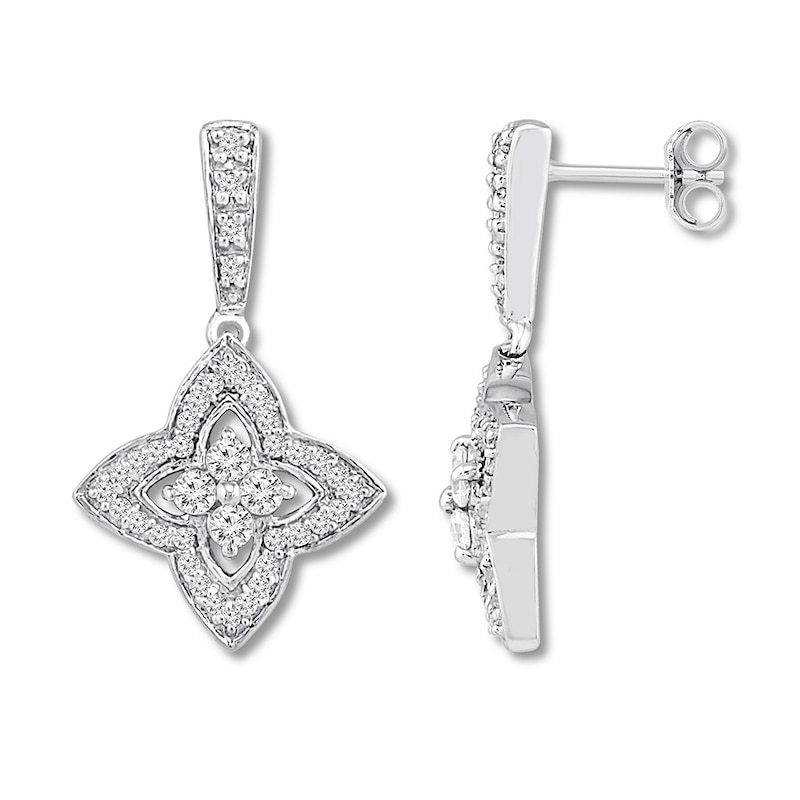 Diamond Earrings 1/2 ct tw Round-cut White Gold Plated