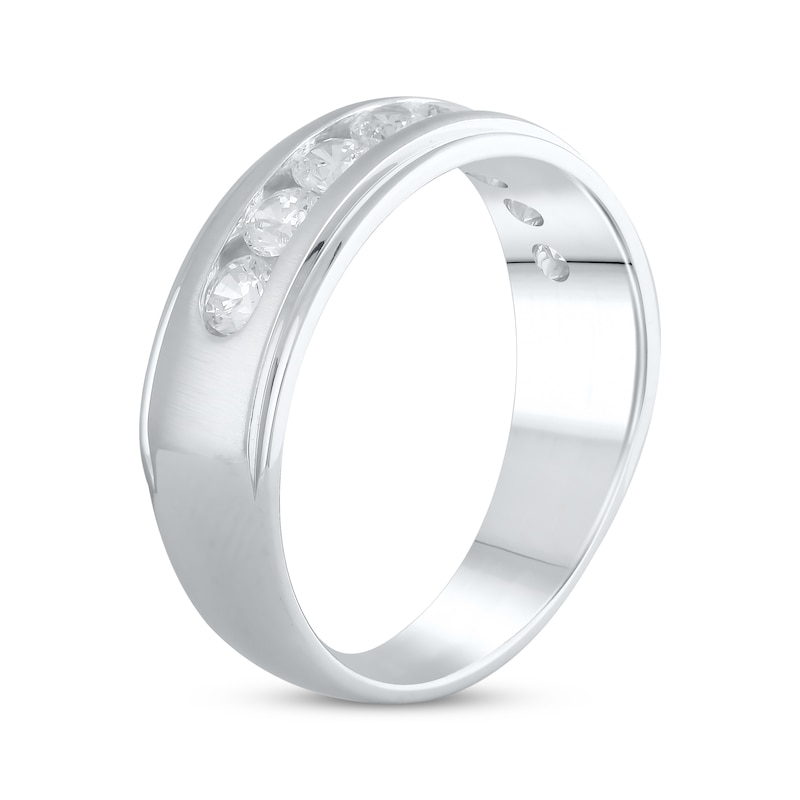 Men's Lab-Created Diamonds by Wedding Band 1 ct tw White Gold Plated