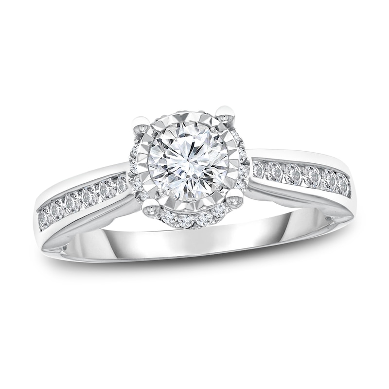 Diamond Engagement Ring 1 ct tw Round-Cut White Gold Plated