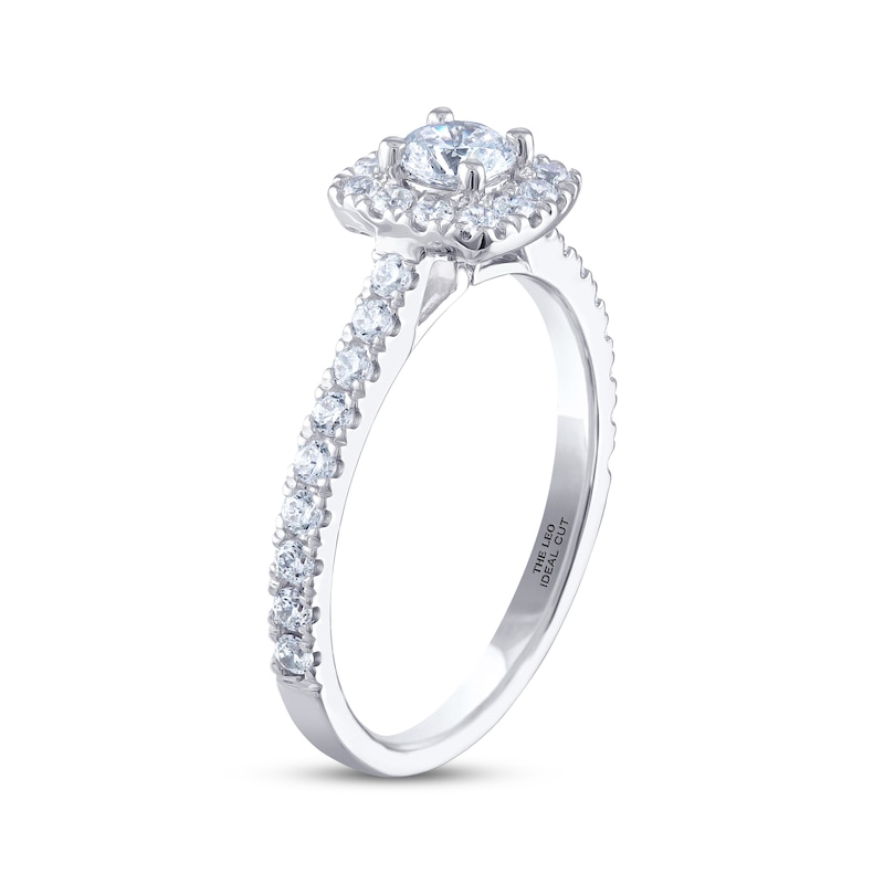 THE LEO Ideal Cut Diamond Engagement Ring 3/4 ct tw Round-cut White Gold Plated