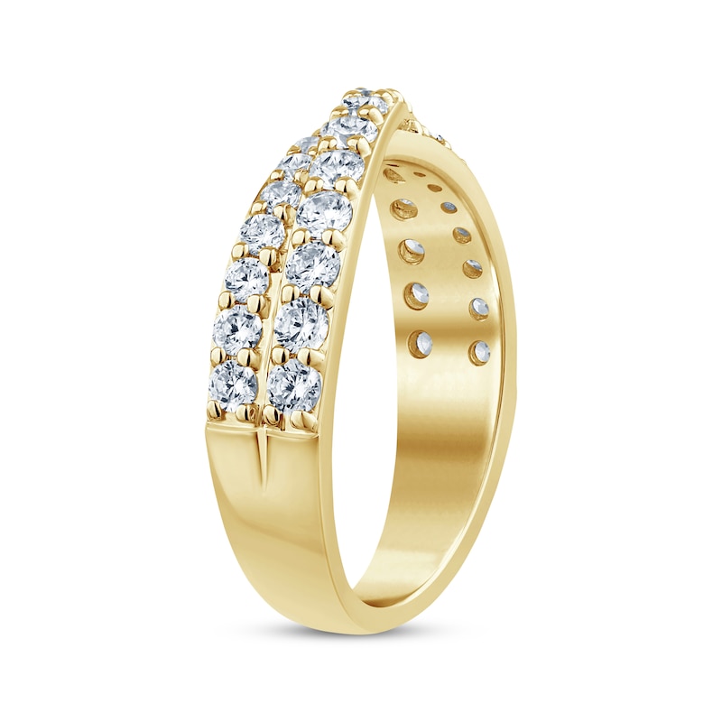 Diamond Crossover Anniversary Band 1 ct tw Round-cut Yellow Gold Plated