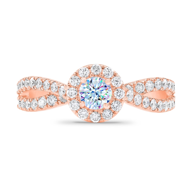THE LEO First Light Diamond Engagement Ring 7/8 ct tw Round-cut Rose Gold Plated