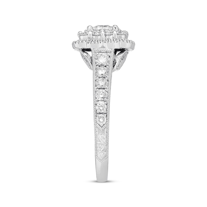 Neil Lane Diamond Engagement Ring 1-3/8 ct tw Princess & Round-cut White Gold Plated