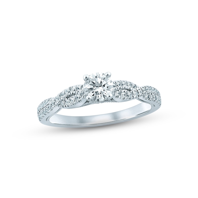 Diamond Engagement Ring 1/2 ct tw Round-cut White Gold Plated