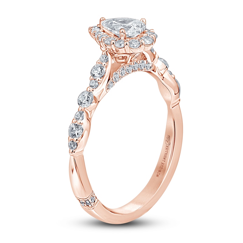 Monique Lhuillier Bliss Diamond Engagement Ring 7/8 ct tw Pear & Round-cut Rose Gold Plated