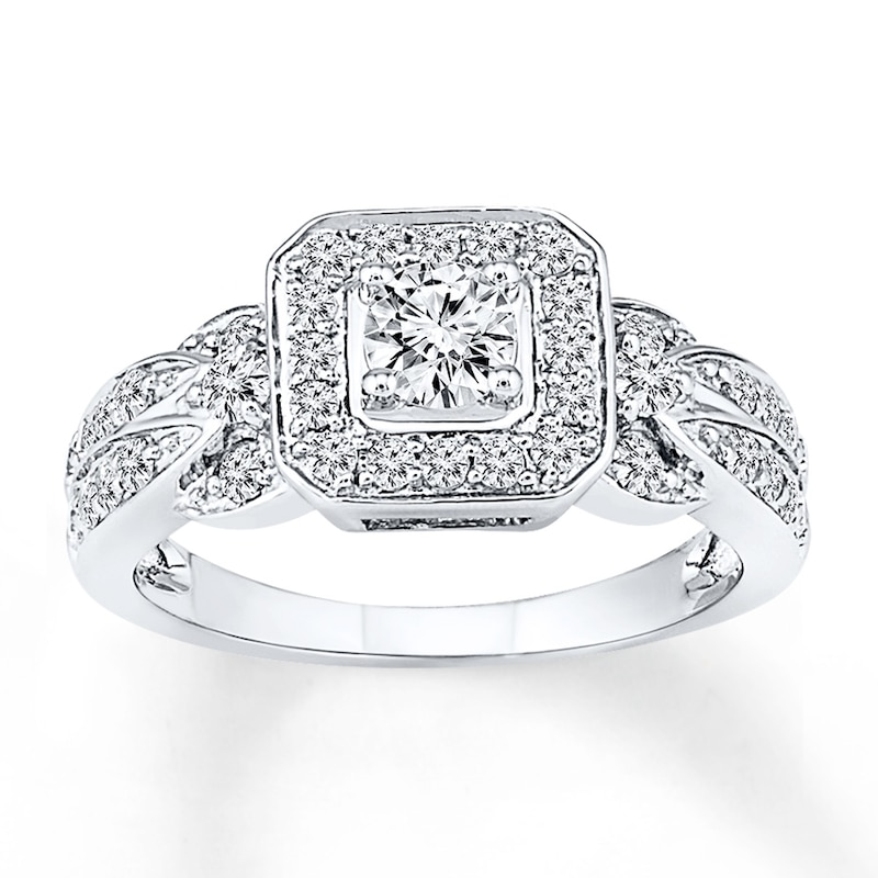Diamond Engagement Ring 5/8 ct tw Round-cut White Gold Plated
