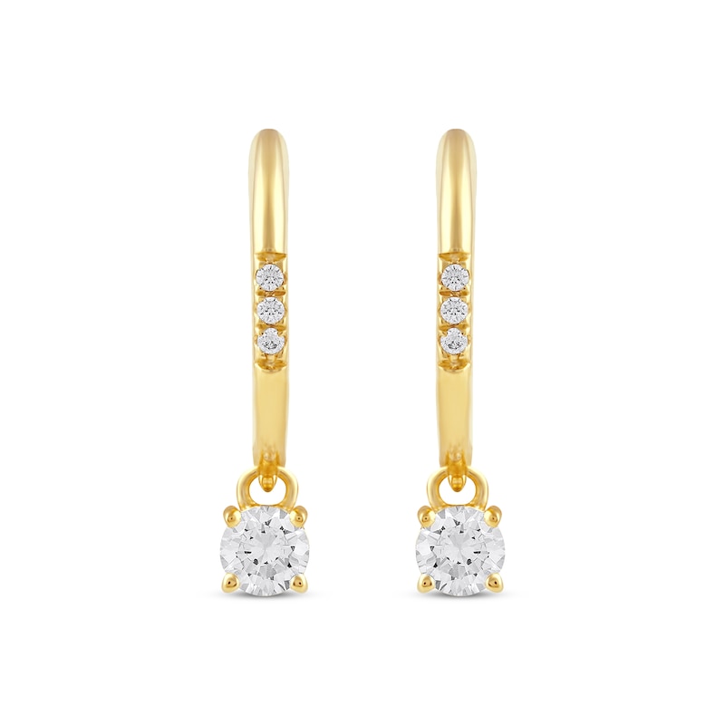 Unstoppable Love Diamond Hoop Dangle Earrings 1/3 ct tw Yellow Gold Plated