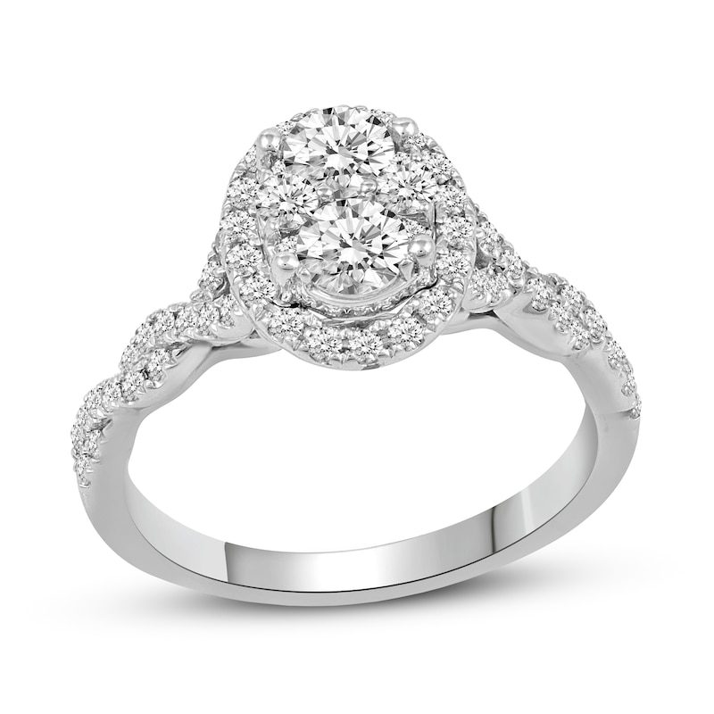 Round-cut Diamond Engagement Ring 1 ct tw White Gold Plated