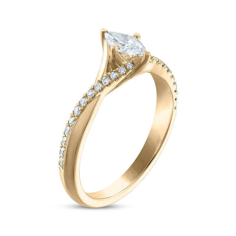 Marquise-Cut Diamond Twist Engagement Ring 1/2 ct tw Yellow Gold Plated