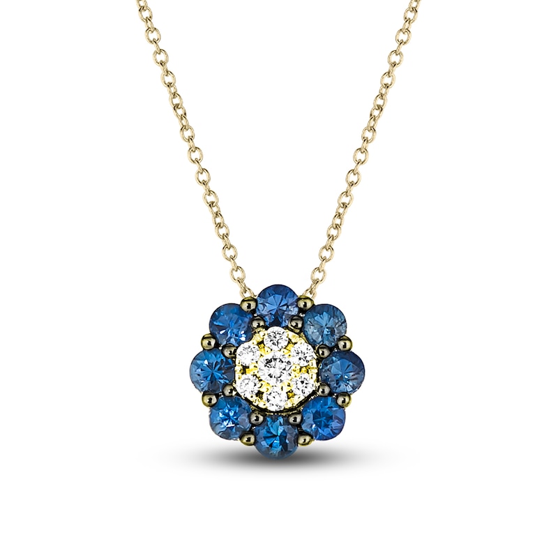 Le Vian Diamond & Sapphire Necklace 1/15 ct tw Diamonds Honey Gold Plated