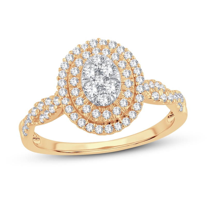 Diamond Engagement Ring 1/2 ct tw Round-cut Yellow Gold Plated