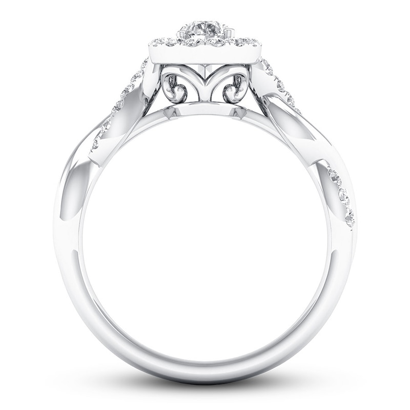 Certified Diamond Engagement Ring 3/4 ct tw White Gold Plated