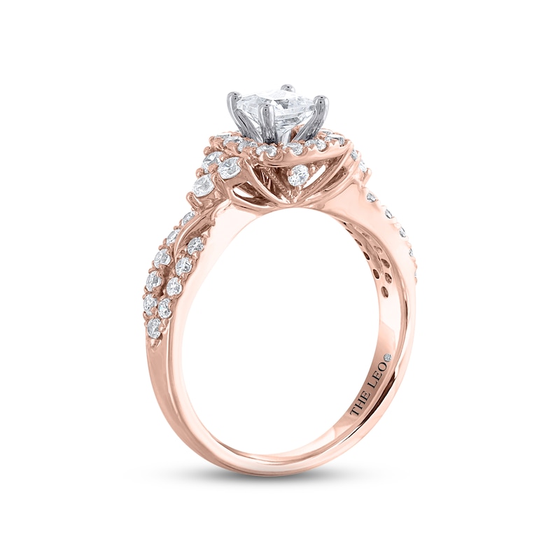 THE LEO Diamond Engagement Ring 1-1/8 ct tw Princess & Round-cut Rose Gold Plated