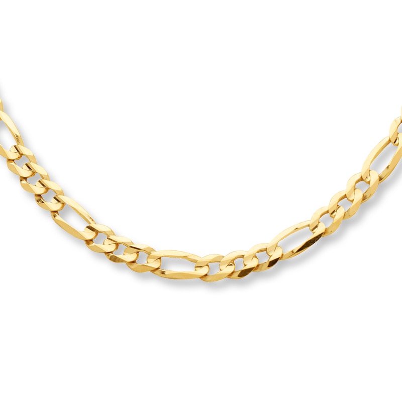 Solid Figaro Necklace Yellow Gold Plated 22"