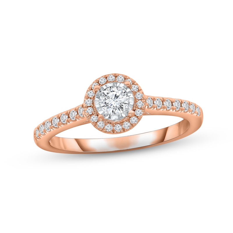 Diamond Engagement Ring 1/3 ct tw Round-cut Rose Gold Plated