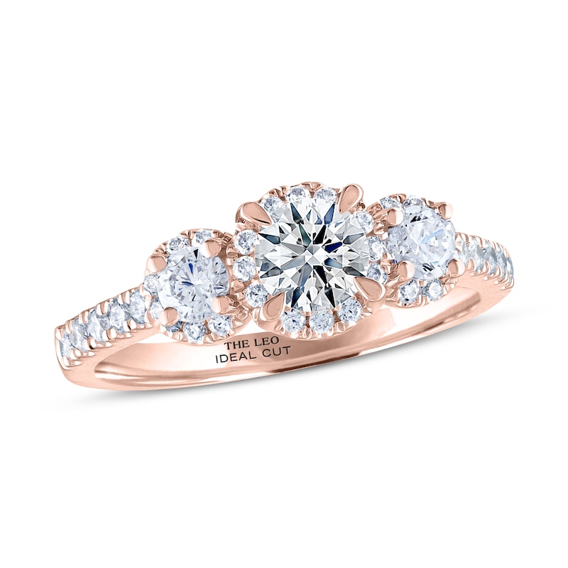 THE LEO Ideal Cut Diamond Three-Stone Engagement Ring 1 ct tw Rose Gold Plated