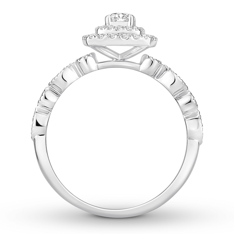 Diamond Engagement Ring 1/2 ct tw Round-cut White Gold Plated
