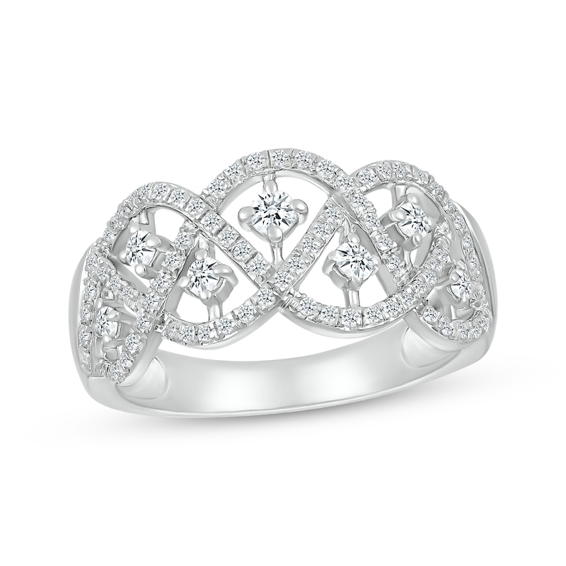 Diamond Open Braid Ring 1/2 ct tw White Gold Plated