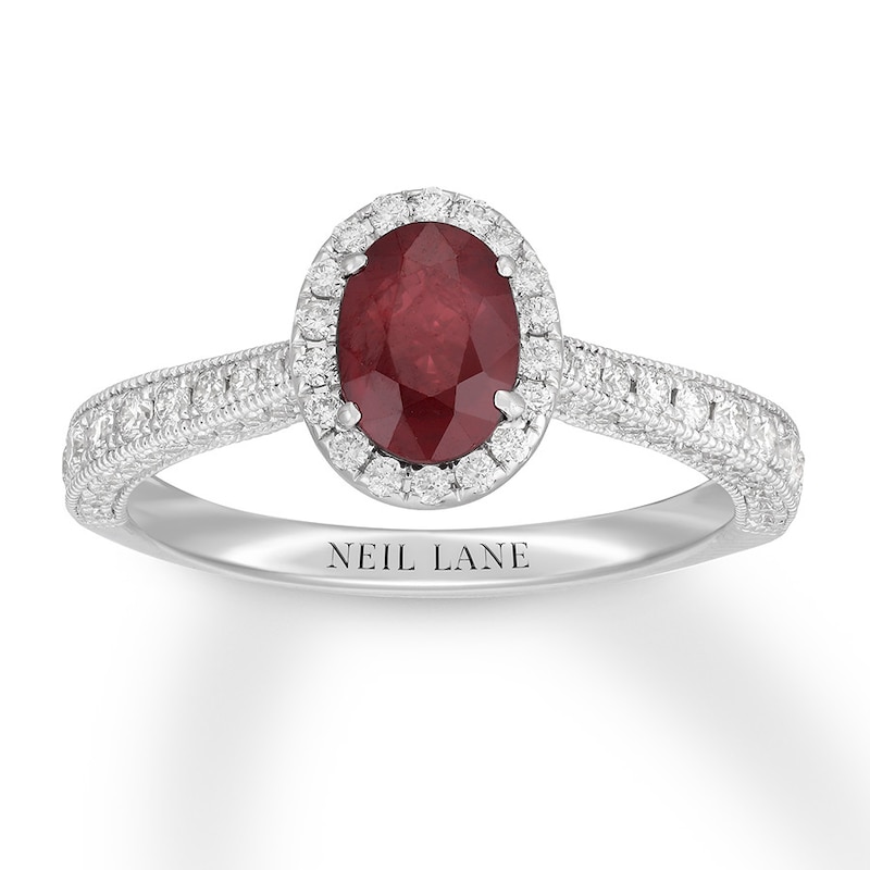 Neil Lane Ruby Engagement Ring 1/2 ct tw Diamonds White Gold Plated