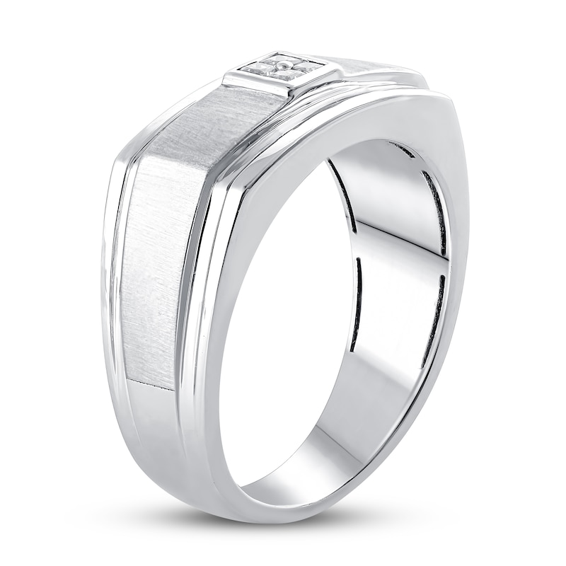 Men's Diamond Ring 1/8 ct tw Square-cut White Gold Plated