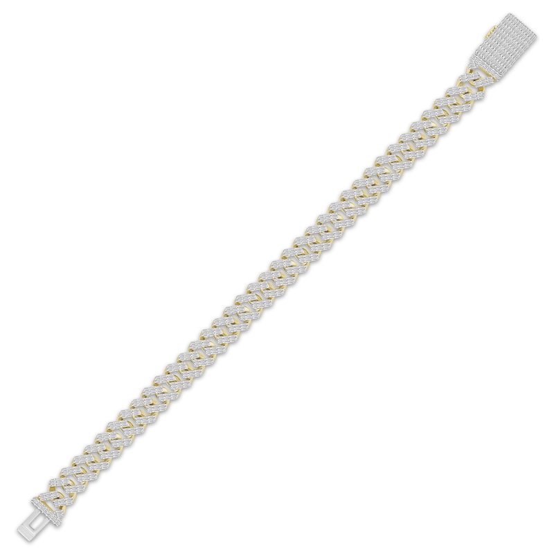 Men's Baguette-Cut Diamond Curb Chain Bracelet 3-1/2 ct tw Yellow Gold Plated 8.5"
