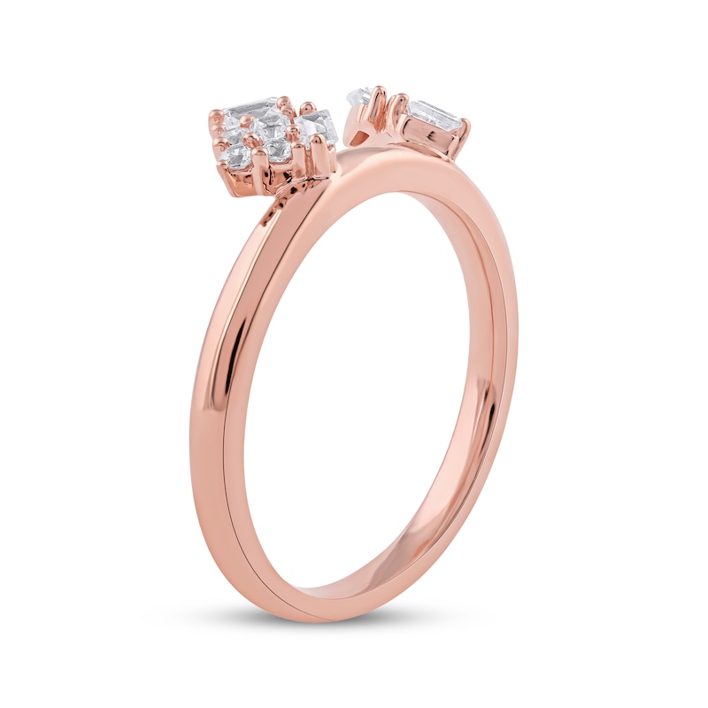 Baguette, Princess & Round-Cut Diamond Enhancer Ring 1/4 ct tw Rose Gold Plated