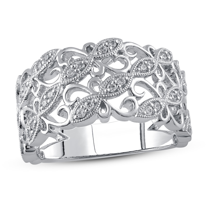 Diamond Anniversary Ring 1/6 ct tw in White Gold Plated