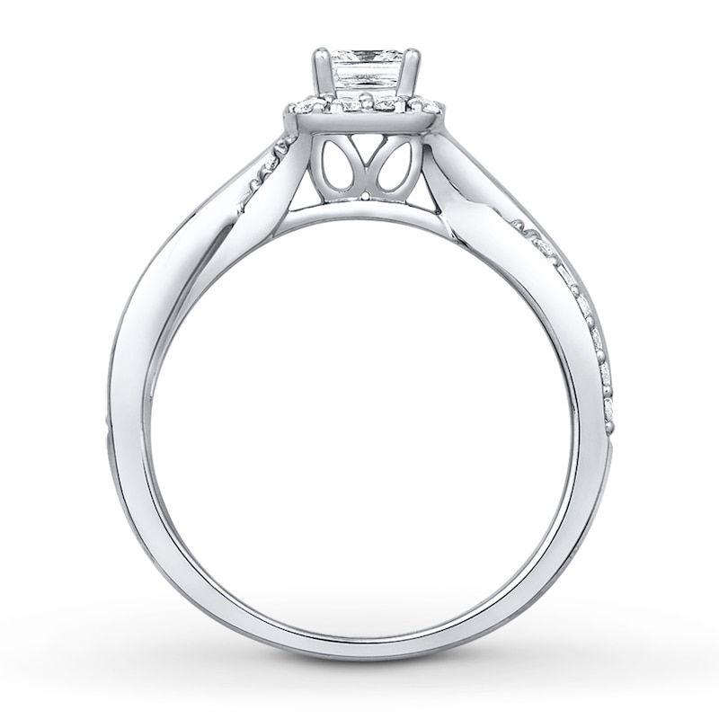 Engagement Ring 1/2 ct tw Diamonds White Gold Plated